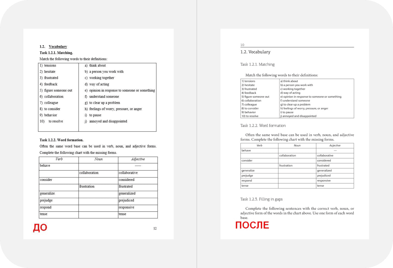 Текст после верстки